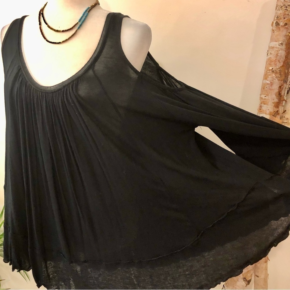 Free People Chloe Cold Shoulder Black Top - Picture 6 of 14